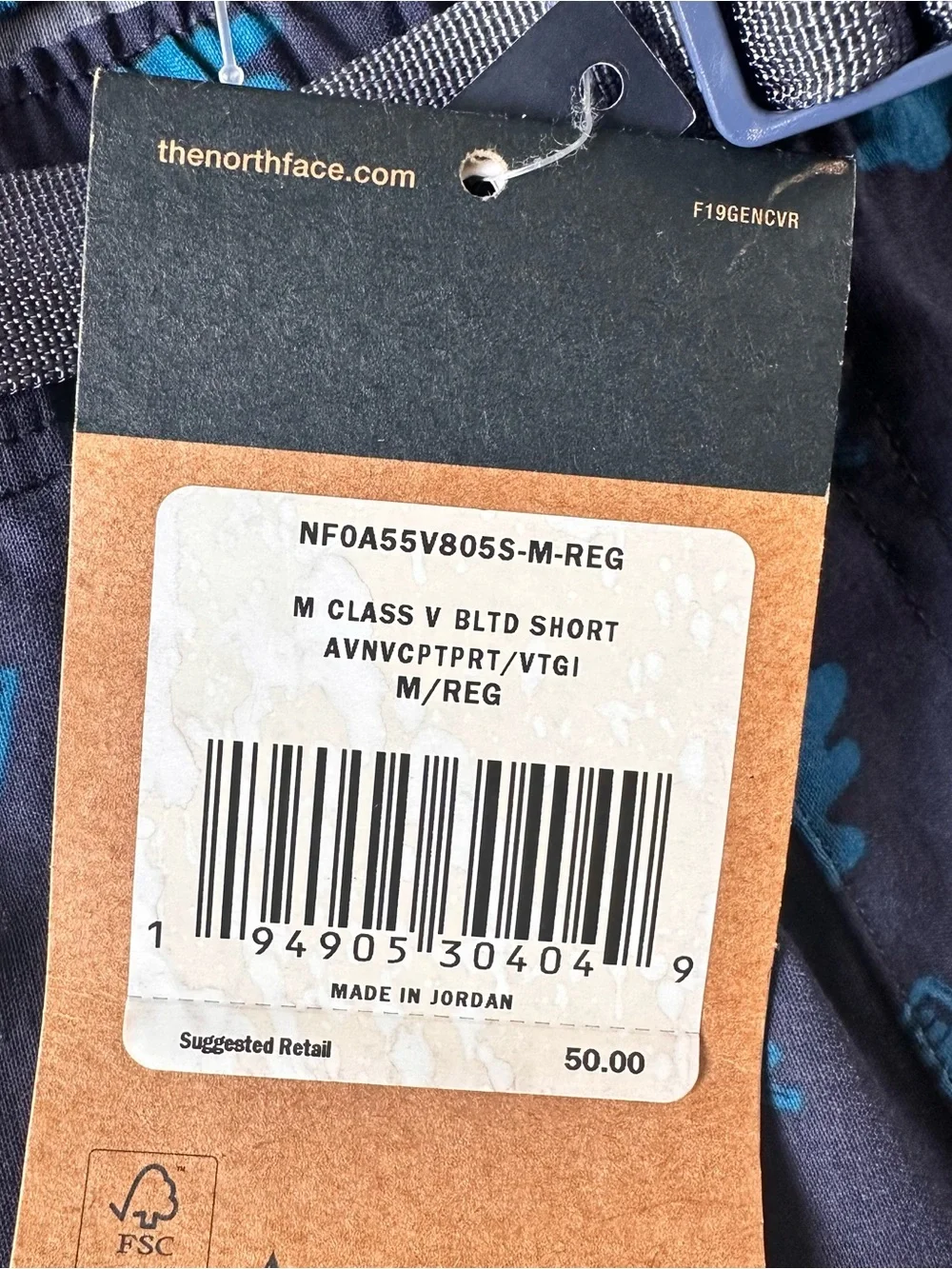 North Face Class V Belted Shorts Men Medium Blue Camping Hike Cargo Flashdry NWT